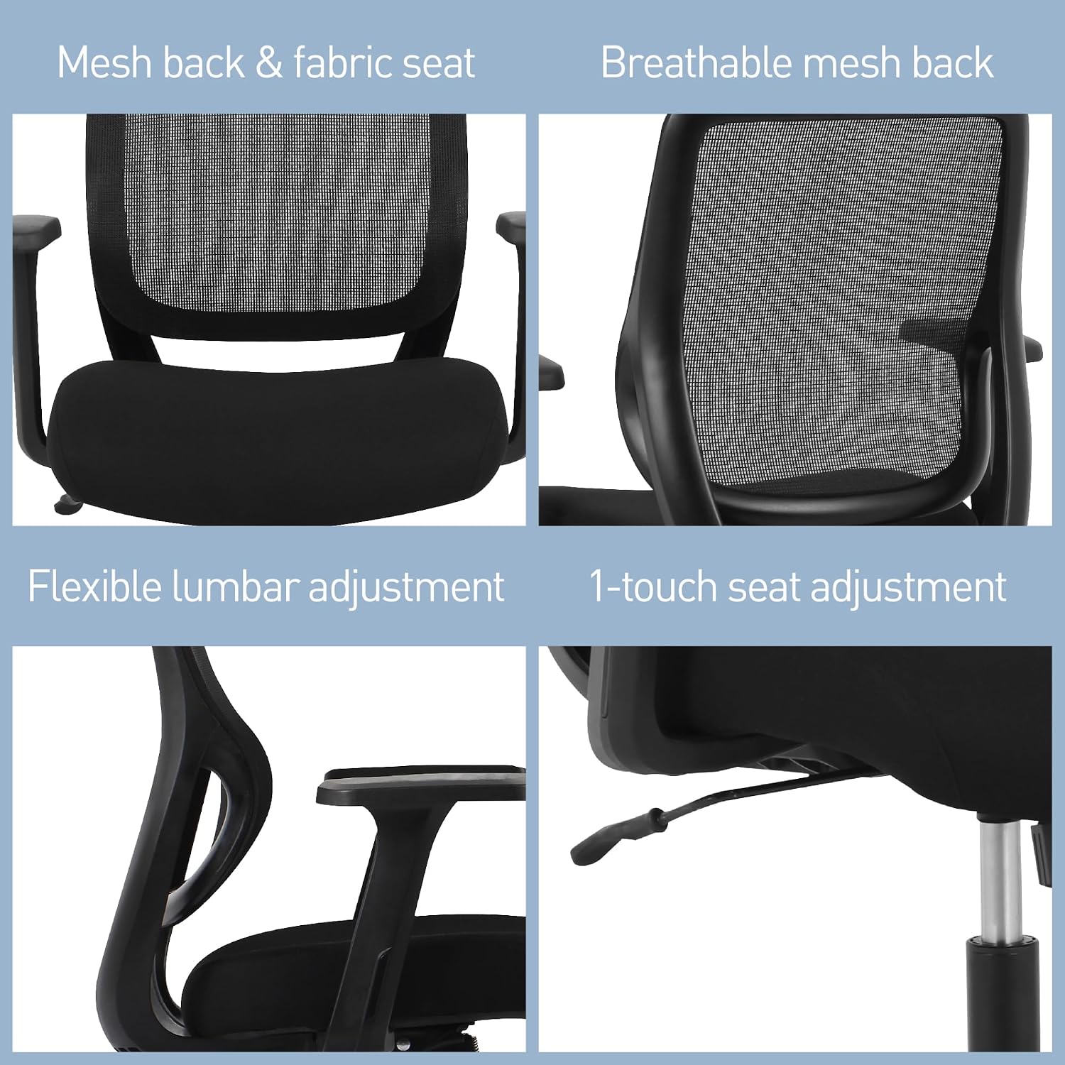 Realspace® Sensi Mesh/Fabric Low-Back Task Office Chair, Black, BIFMA Compliant