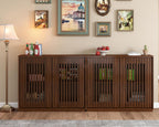LKTART Mid Century Modern Sideboard Buffet Storage Cabinet, Narrow Credenza Entryway Cabinet with 2 Doors,Media Console Table for Living Room,Hallway-Walnut,2 Piece