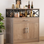 Buffet Cabinet, Coffee Bar Cabinet, Sideboard with Storage and Drawer, Farmhouse Storage Cabinets, Wooden Kitchen Cabinets for Living Room, Hallway, Ivory