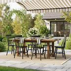 Black Dining Chairs Set of 6, 100% Solid Wood Farmhouse Kitchen Chairs, Armless Cottage Dinner Chair with Spindle Back, Windsor Dining Room Chairs for Kitchen (2 Boxes)