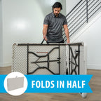 LIFETIME 8-Foot Fold-in-Half Table, Light Commercial, Durable, Portable, Seats 8, Almond