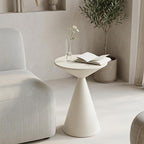 COVLON Small Drink Table, Round Martini Table, Drum End Table Side Table, Metal Accent Table,for Small Space Living Room, Bedroom, Sand