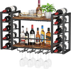 Homeiju Wall Mounted Wine Rack for 30 Bottles, Metal Wine Shelf Storage with Top Enclosure, (31.7" W x 9.8" D x 19.7" H)