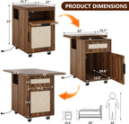iPormis End Table with Charging Station, 15.7''-31.5'' Narrow Folding Side Table with Flip Top & Drawer, Wooden Sofa Couch Table with Storage Cabinet & Wheels, for Small Spaces Living Room, Walnut