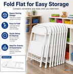 Timmy Kids Plastic Folding Chair, White Kids Chair with Steel Frame, Portable Foldable Child Chair for Classroom, Daycare, Parties & Events, 220 lb Capacity (White, Pack of 10)