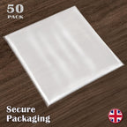 Claev Outer Record Sleeves for Album Covers - 50 Clear Plastic Outer Sleeves to Protect 12" LP Vinyl Record Albums - 12.75 x 12.75 inch & 3 mil Thick - Archival Quality for Collection Protection