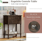 Knocbel Slim Antique Entry Console Table with 3 Drawers & Bottom Open Shelf, Solid Wood Narrow Small Sofa Table for Entryway Hallway Living Room 23.7" W x 13" D x 31.4" H Brown