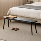 100% Solid Oak Dining Bench, Wood Bench for End of Bed with Rounded Corners, Entryway Benches for Entrance, Hallway, Kitchen, Living Room(Oak Black,12" L x 47.2" W x 16.2" H)