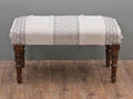 Entryway Mango Wooden Bench Table for Home Dining Room Bedroom| 2 Seater Bench | Modern Design Handmade Cotton Fabric upholstered 31.4" D x 15.7" W x 17.7" H(White)