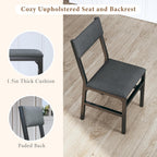 HUAHUU Dining Table Set for 4, Extendable Kitchen Table Cushion Chairs Set of 4, Rectangle Dining Table with Metal Frame & MDF Board, Folding for Small Apartment Saving Space, Black