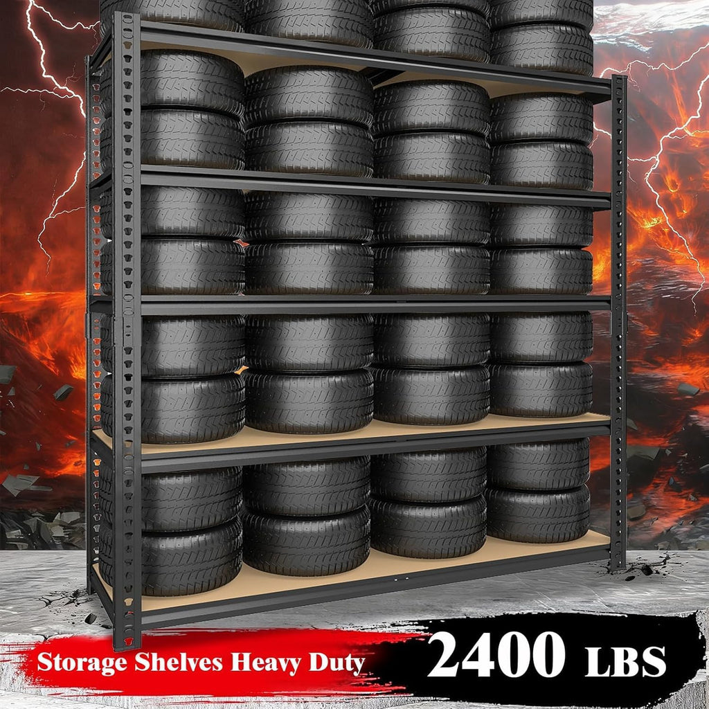 Heavy Duty Garage Shelving,5-Tier Garage Storage Shelves,2400LBS Storage Shelves Heavy Duty,Adjustable 5 Tier Shelving Unit,Heavy Duty Shelving for Garage Storage Warehouse,28''×12''×60''