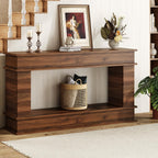63 in Farmhouse Console Table, Long Entryway Table with Open-Back Storage, Wood Entrance Table, Narrow Couch Table Behind Sofa Modern Entry Table for Living Room, Foyer, Hallway,Walnut