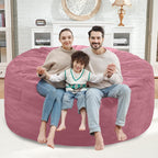 5FT Bean Bag Chair, Large Bean Bag Chairs with Memory Foam Filled, Fluffy Beanbag Sofa with Dutch Velvet Cover, Round BeanBag Chairs for Living Room, Playroom - Dusty Pink