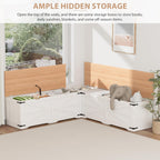 L Shape Kitchen Breakfast Nook Bench, Farmhouse Storage Bench, Backless Corner Dining Bench with Hidden Storage, Flip-Top Storage Compartment Bench for Dining Room, Living Room, Entryway, Cloakroom
