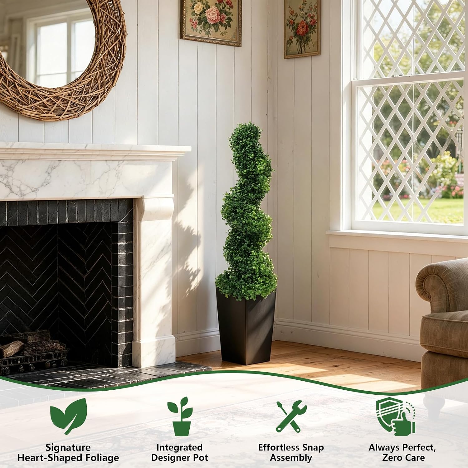 Artificial Spiral Topiary Trees 4FT, Set of 2