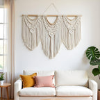 guzhiou large macrame wall hanging - Boho Tapestry Macrame Wall Decor Art- Chic Bohemian Handmade Woven Tapestry Home Decoration for Bedroom Living Room Apartment Wedding Party - 43"x32" (Wood bead)