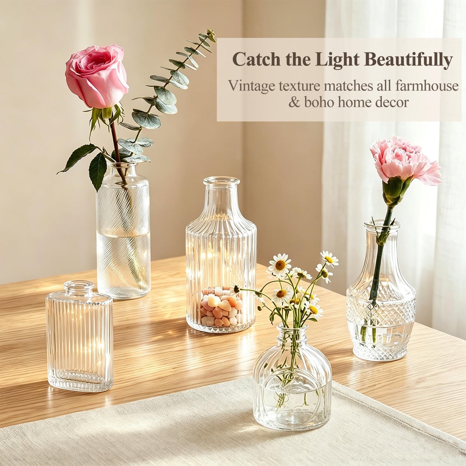 Clear Glass Bud Vase Set of 36 Pcs,Small Bud Vases in Bulk,Glass Crystal Flower Vases Table Centerpieces for Party Event Wedding Decor Baby Shower Decorations (Clear, 36 Pcs)