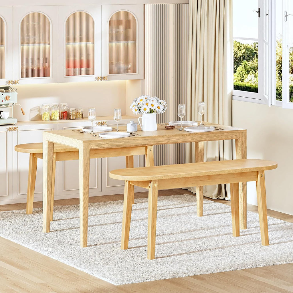 HOOBRO 39.4'' Dining Bench, Farmhouse Kitchen Table Bench, Bamboo Entryway Bench, Sturdy Dining Room Bench, Easy to Assemble, Wooden Bench for Living Room, Hallway, Bedroom, Bathroom, Natural YL19CD01