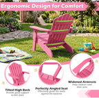 Costzon Kids Adirondack Chair, All-Weather HIPS Toddler Outdoor Chair, Wooden Textured Plastic Fire Pit Chair, Kids Patio Chair for Backyard Lawn Garden, Fits Children Age 3-7 Years (1, Pink)