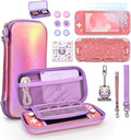 innoAura Switch Lite Case for Switch Lite Model 2019, 15-in-1 Accessories Bundle with Carrying Case, Screen Protector, Cute Pendant & Thumb Caps (Mermaid Pink)