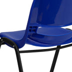 EMMA + OLIVER Kid's Navy Ergonomic Shell Stack Chair - Black Frame and 14" H Seat
