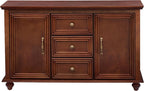 LKTART 47" Wood Sideboard Buffet Cabinet with Storage,Traditional Media Console with 2 Doors & 3 Drawers,Adjustable Shelves Credenza with Solid Wood Legs for Kitchen,Living Room,Walnut