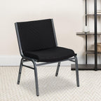 Rated Black Fabric Stack Chair with Ganging Bracket