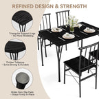 5-Piece Dining Table Set for 4, Kitchen Table Set with 1.6" Thick Tabletop,Space-Saving Rectangular Dining Room Kitchen Table Chair Set for Small Space,Dinette,Apartment,Rustic Black