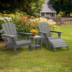 IVY&LANE Outdoor Adirondack Ottoman | Set of 2 | Folding | HDPE | Grey | Waterproof Patio Footrest for Adirondack Chair | Poly Lumber Foot Rest for Deck Backyard Patio