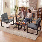 Giantex Indoor Square Side Tables, Set of 2 Metal End Tables with Slatted Tabletop, Heavy Duty Metal Frame & Adjustable Foot Pads, 2 Small Plant Stands for Living Room, Guest Room, Office, Black