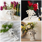 COTYNI Ceramic Vase with Attitude, Unique Flower Vase for Home Decor, Sassy Decorative Vase for Flowers, Cute Boho Vase for Bookshelf Decor, Vintage Quirky Electic Funky Decor for Living Room