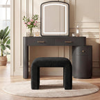 Tribesigns Modern Vanity Stool, Sherpa Upholstered Foot Stool Ottoman, Large Foot Rest for Couch, Shoe Bench for Entryway, Extra Seating for Living Room, Bedroom, Dressing Room, No Assembly, Black