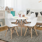 Costzon Kids Chair 4 Pcs, Toddler Chair in Mini DSW Size w/Solid Wood Legs, Wire Steel Base, Curved Backrest, Mid-Century Plastic Study Chair for Children of 3+, Ideal for Nursery, School & Home Use