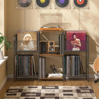 3IngSeagulls Record Player Stand with Vinyl Storage, Record Storage for 350+ Albums, Tuntable Stand with Record Holder for Living Room, Record Holder Vinyl Display Shelf