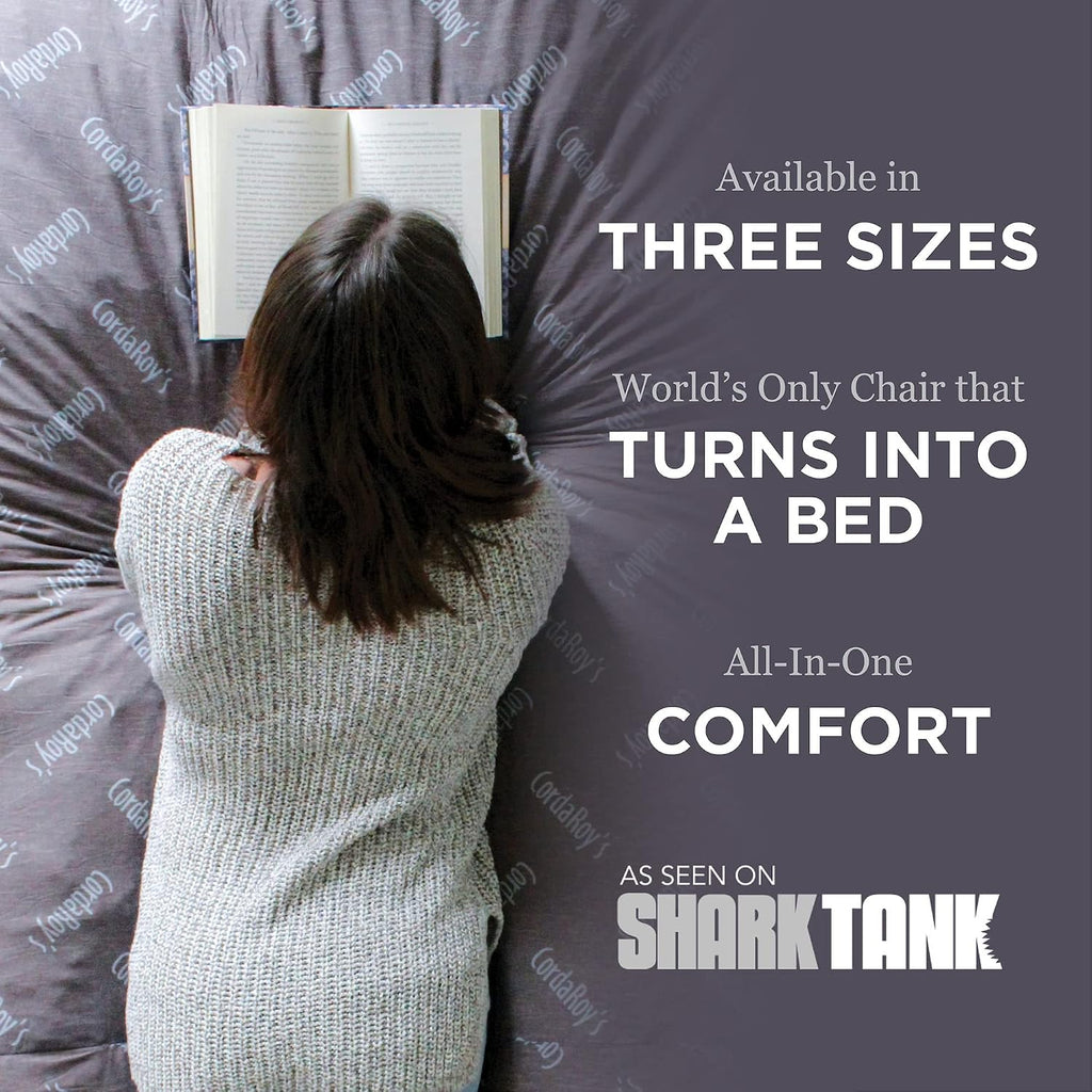 CordaRoy's Faux Fur Bean Bag Chair, Convertible Chair Folds from Bean Bag to Lounger, As Seen on Shark Tank, Cow Pattern - King Size
