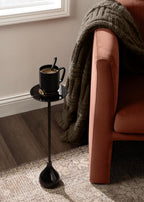 Kate and Laurel Hersi Decorative Modern Pedestal Drink Table, 7 x 7 x 20, Dark Brown, Cast Aluminum Mini Table with Teardrop Base for Use as Small Plant Stand or Living Room Martini Table