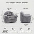 Bean Bag Chair for Adults and Childs with Armrests, High Back Supportive Plush Lounge, Oversized Faux Fur Floor Sofa for Living Room, Bedroom and Dorm (Dark Gray)