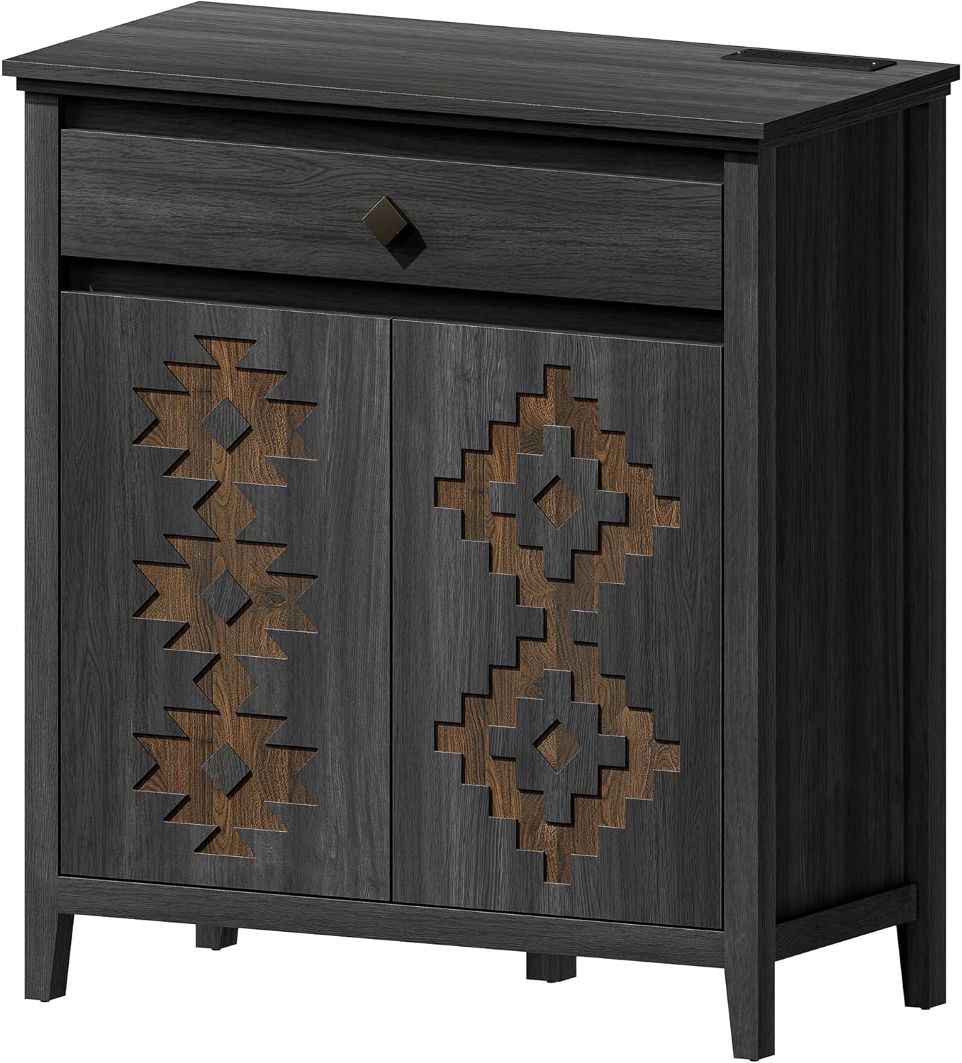 32'' Buffet Cabinet with Storage, Sideboard Cabinet with Drawer and Adjustable Shelf, Modern Accent Storage for Kitchen, Living Room, Entryway, Black