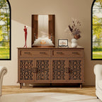 59" Accent Sideboard Buffet Cabinet with Storage,Credenza with Vintage Carved Doors and Adjustable Shelves,Entryway Cabinet,Storage Cabinet for Living Room,Dining Room,Entryway,Walnut