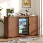 Coffee Bar Cabinet with Fridge Space, Liquor Wine Bar Cabinets with Wine Rack and Glass Holder, Mini Fridge Cabinet with Storage, Fluted Buffet Sideboard for Living Room, Home, Kitchen