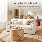 Best Choice Products Large Round Storage Ottoman W/Lid, Handwoven Water Hyacinth Footstool, Accent Stool, Side Table, Storage Container, Plant Stand For Living Room, Office, or Bedroom - Natural