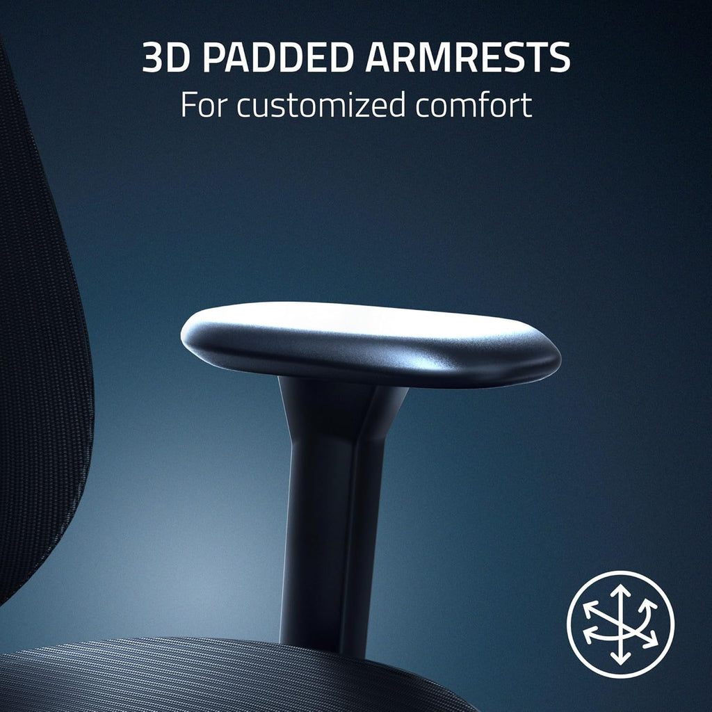 Razer Fujin Mesh Ergonomic Gaming Chair: Ultra-Durable & Breathable - 130 Degree Recline - Adjustable Lumbar Support - 3D Padded Armrests - Premium Frame - Sturdy Build