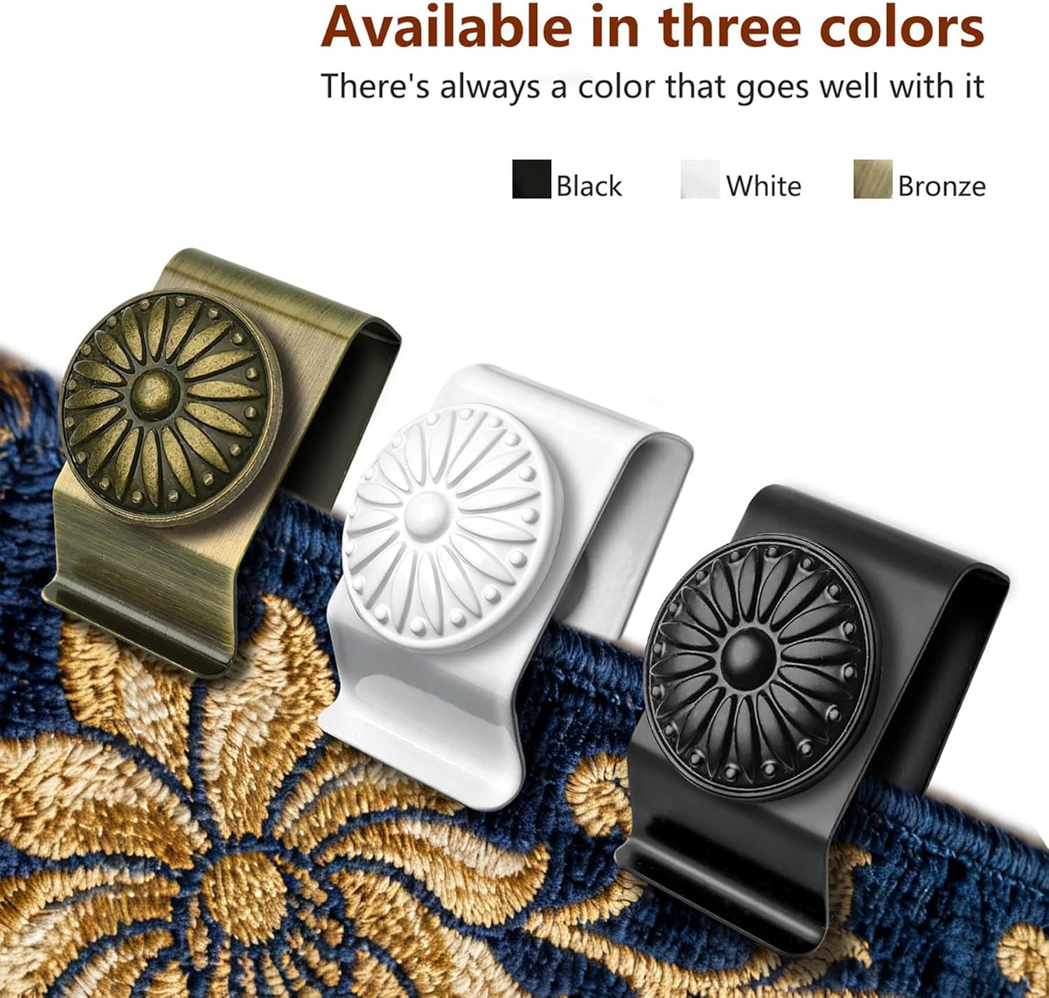 Tapestry Wall Hanging Clamps 4PCS 1.2x2.0 Textile Art Decoration Hangers Metal Clips for Hanging Rugs Carpet Display (Antique)