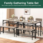 Shintenchi Kitchen Table Chairs Set of 4, Dining Table Set for 4 with Bench and Chairs, 4 Pieces Kitchen Table Set with Storage Rack & Metal Frame for Small Space, Gray