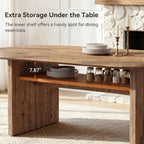 63" Oval Dining Table for 6, Farmhouse Solid Wood Kitchen Table with Storage for Dining Room, Living Room, Natural Wood