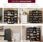 Kitchen Pantry Cabinet Food Storage Cabinets with Door and Adjustable Shelves Freestanding Pantry Cabinet with Anti-Tip Kit for Small Space for Kitchen Dining Room Black