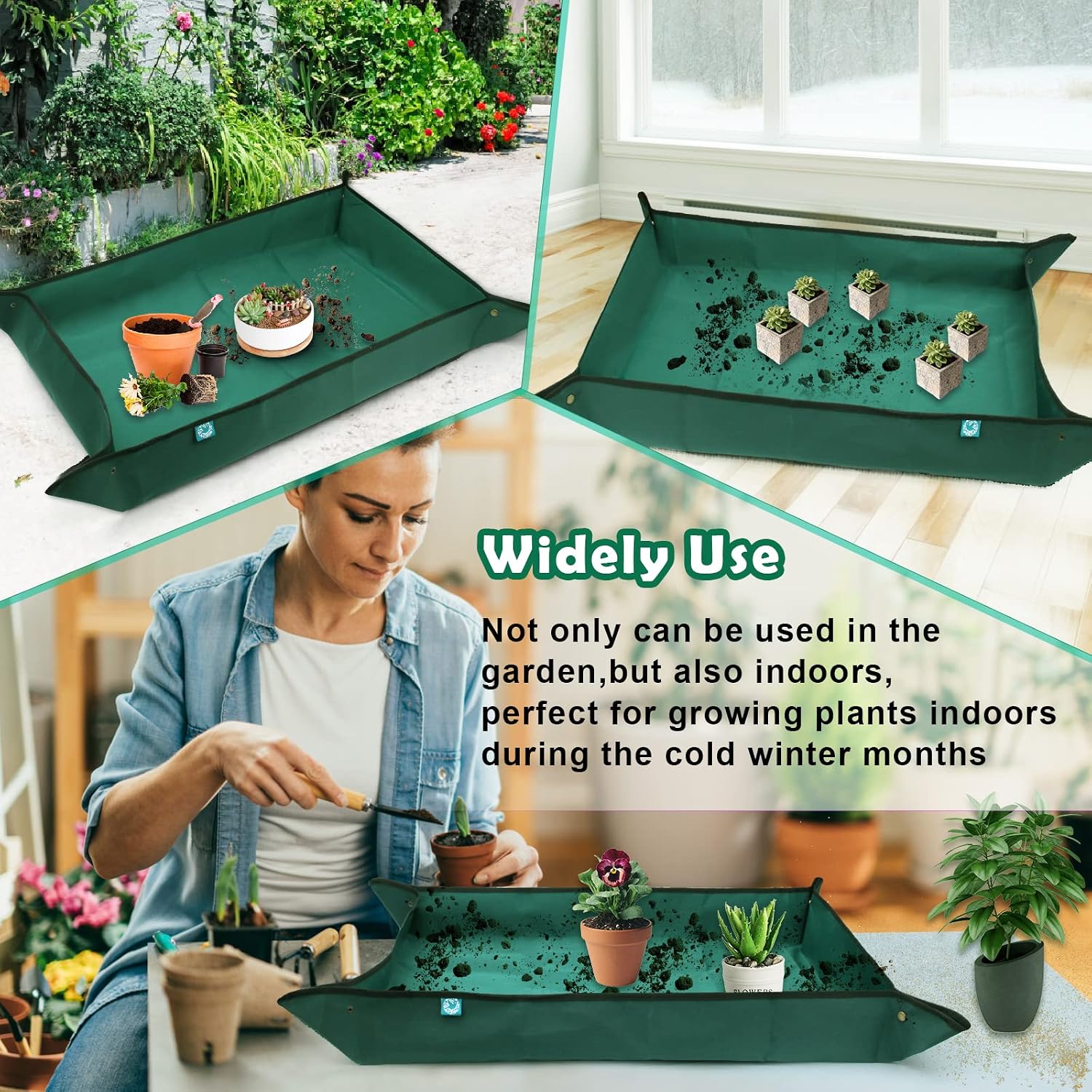 Oxford Fabric Plant Repotting Mat 43.3" x 29.5", Waterproof Gardening Transplanting Potting Mat for Indoor, with 7Pcs Succulent Plant Tools Kit with Tarp Cushion for Plant
