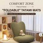 Compact Floor Chair with Back Support, 5-Position Adjustable Corduroy Folding Floor Gaming Chair, Portable Padded Floor Seating for Kids & Adults, Meditation, Reading, Small Spaces, Green