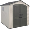 Lifetime 7' x 7' Outdoor Storage Shed with High-Density Polyethylene, Steel-Reinforced, Desert Sand