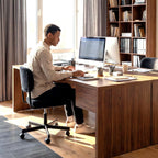Vanity Chair with Wheels, Cute Armless Desk Chair with Back, Height Adjustable Swivel Small Office Chair, Comfy Fabric Computer Task Chair for Bedroom, Study, Dressing Room Black